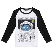 Детские футболки; Одежда с длинными рукавами; Топы для девочек; Хлопковая Футболка с круглым вырезом; Детская одежда; Футболка с рисунком «Monster Planet»; Футболка для маленьких мальчиков 2024 - купить недорого