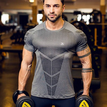 Homens correndo esportes t camisas ginásio treinamento de fitness compressão magro camiseta masculino crossfit musculação t topos roupas marca 2024 - compre barato