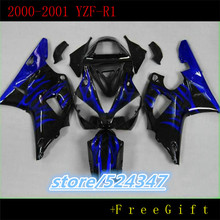 Hey-carenado personalizado para YZF-R1 YZF R1 2000 2001 00 01 negro llamas azules carenados completos carrocería motocicleta accesorios y piezas-Hey 2024 - compra barato