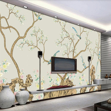 Custom wallpaper 3d mural large high-grade pen flower bird background papier peint living room bedroom restaurant cafe wallpaper 2024 - buy cheap