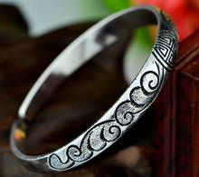charming  tibet Handmade Miao Silver Simple open Bracelet  FREE SHIPPING 2024 - buy cheap