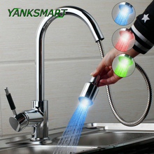 YANKSMART LED Light Kitchen Pull Out Flushing Spray Faucets Single Handle Swivel Spout Faucet Cold & Hot Water Mixer Tap 2024 - buy cheap