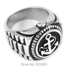 Anchor Signet Ring Stainless Steel Jewelry Imitation Watch Shape Ring Motor Biker Ring SWR0244B 2024 - buy cheap