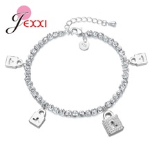 New Collections High Quality Lock Shaped Charms Bracelets Filled Clear CZ Stones 925 Sterling Silver Women Femme Bijoux 2024 - buy cheap