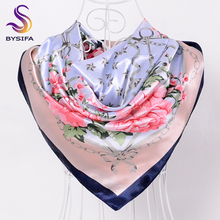 [BYSIFA] China Silk Scarf Shawl For Women 2016 Winter Peony Chain Design Large Square Scarves Wraps Spring Autumn Head Scarves 2024 - buy cheap