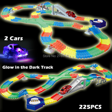 225PCS Slot Glow in the Dark Glow race track Create A Road Bend Flexible Tracks with 2PCS LED Light Up Cars Educational Toys 2024 - buy cheap