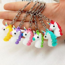 Cartoon Soft PVC Unicorn Keychain Rubber 3D Anime Cute Animal Horse Key Chain Key Ring Kids Toy Pendant Key Holder Trinket Gift 2024 - buy cheap