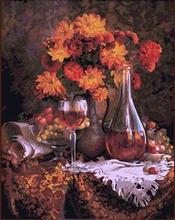 Still life with autumn flowers grapes and wine canvas painting paint by number hand painted wall decorative pictures for living 2024 - buy cheap