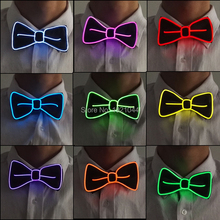 New Design Style 10 Color Choice Flashing Light Up LED Neon Bow Tie Lemon Green glow EL wire BowTie For Evening Party Decor 2024 - buy cheap