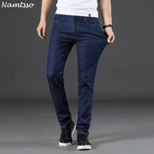 Для мужчин s джинсы новая мода Для мужчин повседневные джинсы Узкие прямые высокая эластичность ноги джинсы свободная талия длинные брюки Лидер продаж 2024 - купить недорого