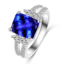 Модное дизайнерское кольцо, большие квадратные кольца с синим камнем, для женщин, ювелирные изделия, свадебный подарок на помолвку, роскошные кольца с инкрустированным камнем, оптовая продажа 2024 - купить недорого