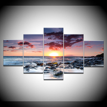 5 painéis modulares quadros de parede praia pôr-do-sol paisagem pintura em tela quadros quadros de cartaz decoração arte da parede moderna 2024 - compre barato