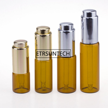Gotero de cristal ámbar con prensa dorada, botella de cristal con bomba, se puede utilizar para aceites esenciales/suero/solución F1244, 5ml, 10ml, 15ml, 20ml 2024 - compra barato