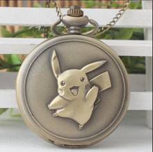 Vintage bronze ratio of the cartoon pokemon card mound Flip clock cute Necklace pocket watches QW018 2024 - buy cheap