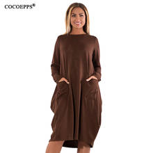 COCOEPPS 2019 5XL 6XL Women Winter Dresses Fashion Plus Size women Clothing Loose Dress Big Size Casual Elegant Warm vestidos 2024 - buy cheap