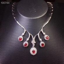 Natural red ruby gem Pendant necklace S925 silver Natural gemstone necklace Luxury Flower Tassels women wedding gift jewelery 2024 - buy cheap