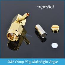 Conector SMA SMA-JW1.5, Conector de crimpado macho, ángulo recto para LMR100 RG316 RG174, adaptador RF, venta al por mayor, 10 Uds. 2024 - compra barato