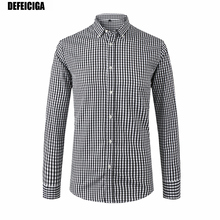 2019 DEFEICIGA New Arrival Long Sleeved Man Business Casual Shirt Twill White Black Plaid shirt Brand Formal Shirt 007 2024 - buy cheap