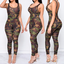 Rompers Womens Jumpsuit 2016 Sexy Army Camouflage Bodysuit Bodycon O-Neck Long Pant Suit Overall Macacao Feminino S2333 2024 - buy cheap