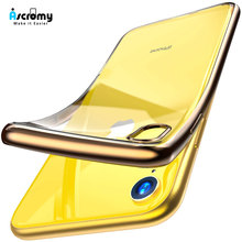 XR Ascromy Para iPhone Caso Claro Macio TPU Transparente Tampa Flexível para iPhone X XS Max 7 Plus 8 6 6 s Chapeamento de Ouro Acessórios 2024 - compre barato