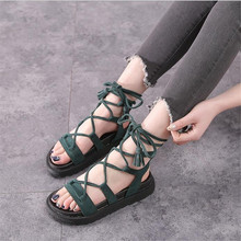 New 2018 Summer Women Shoes Sandals Peep-toe Flat Open Toe PU Leather Roman Female Casual Sandals Shoes Plus Size 2024 - buy cheap