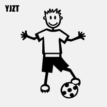 YJZT 9.4CM*13.1CM Cute Boys Football Vinyl Decal Personality Car Stickers Black/Silver C3-1734 2024 - buy cheap