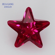 Corindón sintético cortado con forma de piedra de Estrella Roja, brillante, para joyería, tamaño 3x3-8x8mm, envío gratis, 5 # 2024 - compra barato