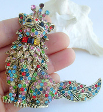 4.92" Charming Cat Kitty Brooch Pin Pendant Multicolor Rhinestone Crystal EE05953C7 2024 - buy cheap
