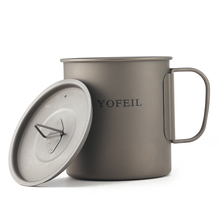 Yofeil ultralight titanium cup outdoor camping picnic with cover cup mug collapsible handle 450ml high quality camping tableware 2024 - buy cheap