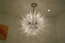 Lustre manual de vidro soprado 100%, luz de vidro para decoração de hall 2024 - compre barato