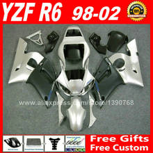 Motorcycle fairing fit for YAMAHA YZF R6 98 99 00 01 02 silver flat blk yzf-r6 1998 1999 2000 2001 2002 yzfr6 fairings kits T5R4 2024 - buy cheap