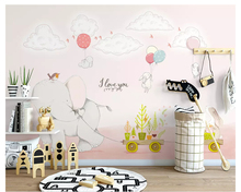 Beibehang pintados à mão personalidade elefante coelho branco ilustração quarto das crianças sofá tv fundo papel de parede 3d 2024 - compre barato