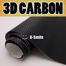 Высококачественная Черная Виниловая 3d-пленка из углеродного волокна, черная пленка из углеродного волокна, воздушно-пузырьковая пленка для автомобиля, Размер: 1,52X3, 0 м/рулон 2024 - купить недорого