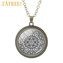 TAFREE винтажное ожерелье в виде цветка мандалы Подвески ручной работы индийская хна символ йоги Ом Зен буддистский кулон ювелирные изделия для женщин ES75 2024 - купить недорого