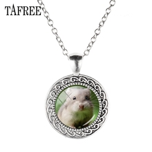 TAFREE-collar de cristal estilo cabujón con imagen de hámster para niña, colgante con foto de Animal, redondos, regalos de joyería artesanal, QF508 2024 - compra barato