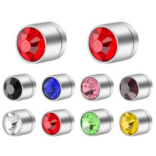 NHE05 316 Stainless Steel Magnet Earrings With 5MM AAA Colors Zircons Titanium Jewelry Christmas Gift For Men Women 2024 - buy cheap