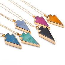 Hot Sale New Arrival Jewelry Gold color Triangle Shape Natural Stone Necklaces Fashion Accessories Collares 2016 2024 - buy cheap