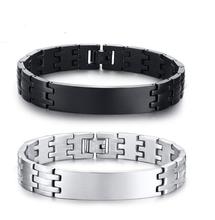 Black   Choose XMAS Gifts 12mm 8.05'' Stainless Steel Men's ID Bracelet Link Chain Bangle Fashion Gifts 2024 - buy cheap