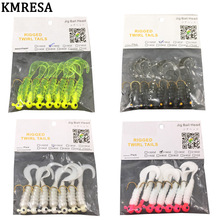 KMRESA 7pcs/set 4.4cm/1.75g Fishing lure lead jig head hook Fishing Hook Worm Ice Fishing Bait bass soft fish smell soft baits 2024 - buy cheap