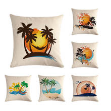 Decorative Throw Pillow Case Cover New Cartoon Sun Palm Tree Cushion Cover for Sofa Home Home Capa De Almofadas ZY741 2024 - buy cheap