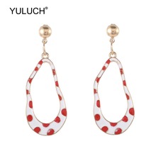 YULUCH-pendientes colgantes de aleación de Zinc para mujer y niña, aretes con forma de gota, color rojo y negro, accesorios para fiesta, moda de verano 2024 - compra barato