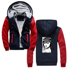 Uzumaki Junji Ito Japanese Horror Print Sweatshirt Men Thick Zipper Hoodie fashion Casual Cool Anime coat Tops Harajuku 2024 - buy cheap