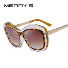 MERRY'S Fashion Women Cat Eye Sunglasses Big Frame Metal Temples Brand Designer Sunglasses UV400 2024 - buy cheap