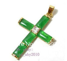 Бесплатная доставка, подвеска и ожерелье в виде креста из натурального зеленого камня 2024 - купить недорого