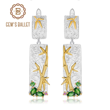 GEM'S BALLET 1.2Ct Natural Chrome Diopside Gemstone Earrings 925 Sterling Silver Handmade Bamboo Drop Earrings For Women Brincos 2024 - buy cheap