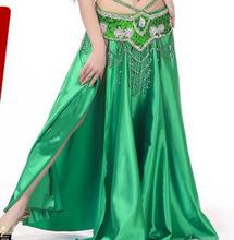 1pcs/lot Sexy Belly Dance Costume Double Split Skirt solid long stage skirt satin belly dancing skirt (no belt) 2024 - buy cheap