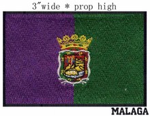 Malaga, bandera de España, parche bordado de 3,0 "de ancho para la Paz/estrellas y sol/color morado y verde 2024 - compra barato