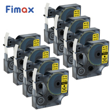 Fimax-Cinta de impresora de etiquetas Dymo D1, 8 Uds., Compatible con D1, 45018, 12mm, negra o amarilla 2024 - compra barato