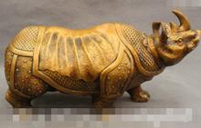 Бесплатная доставка, скульптура S1482, 17 Дюймов Китайский Бронзовый феншуй Giant Wild животные носороги Rhino 2024 - купить недорого