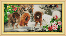 Peony Tibetan Mastiff Animal Cross-Stitch Kits 11CT Accurate Printed  DIY Handmade Embroidery Needlework Home Decor Art Set 2024 - buy cheap